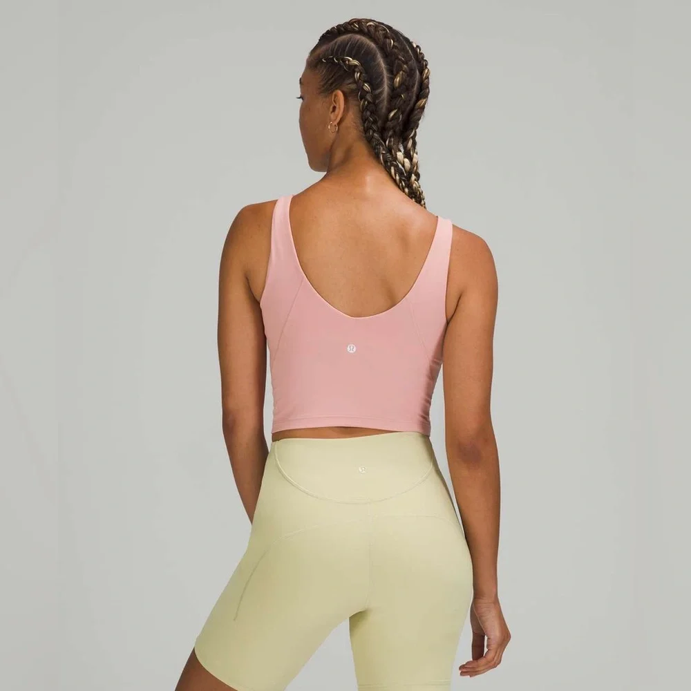Lululemon Align Gathered-Front Tank Top Pink Puff Size 6 Nulu Yoga Crop
